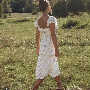 Rose Print Midi Dress Flutter Sleeves Backyard Roses